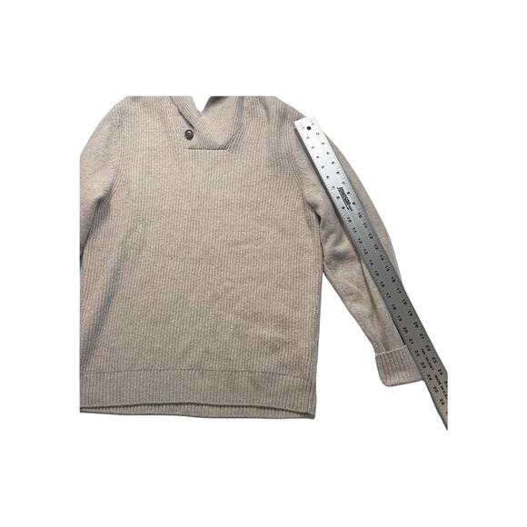 Old Navy Sweater Mens L Sweater Popover Heather Buttoned Popup Collar Gray 315‎ - Picture 6 of 8